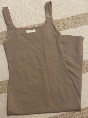 Aritzia Babaton Midi (Contour) Scoop Neck Dress- Taupe Brown